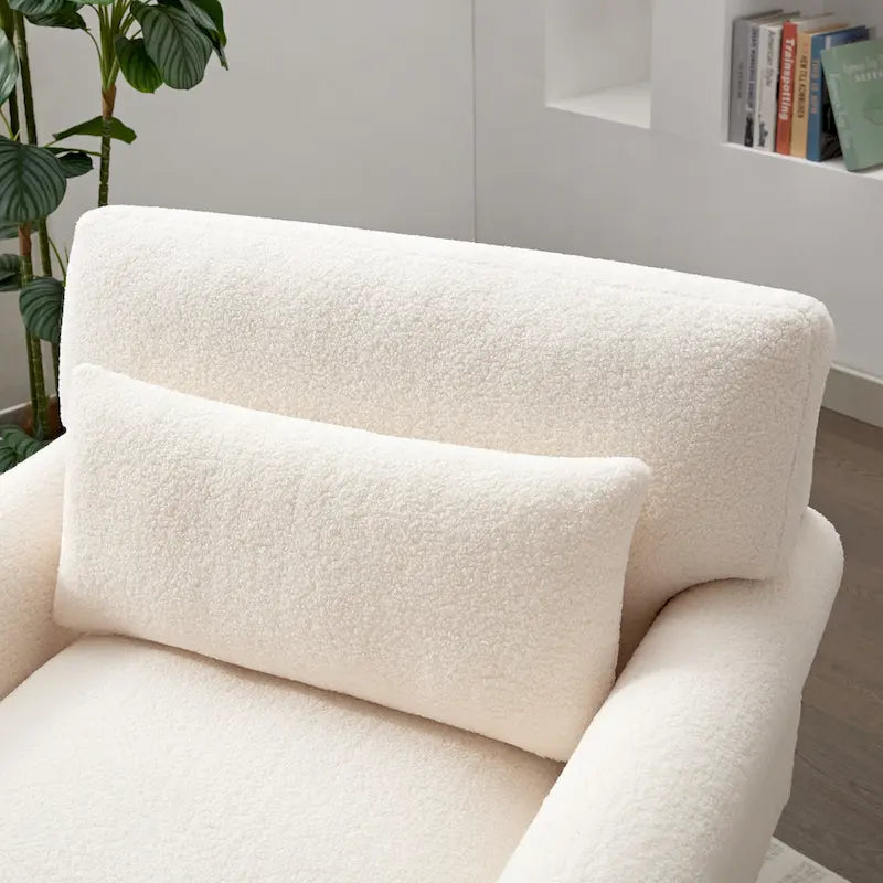 White 37.8 Velvet Accent Chair with Lumbar Support