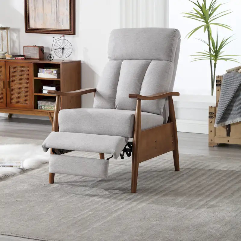 PU Leather Recliner Chair,Living Room Solid Wood Accent Chair