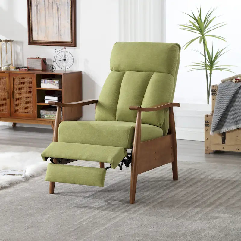 PU Leather Recliner Chair,Living Room Solid Wood Accent Chair
