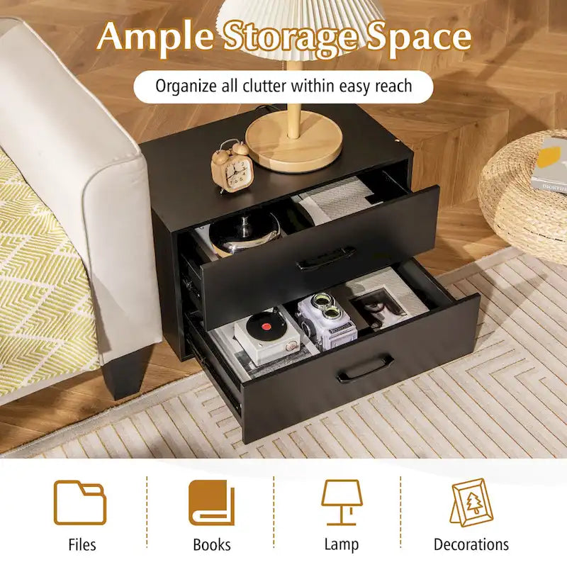 Stackable 2-Drawer Dresser Multi-Purpose Wooden Storage Cube