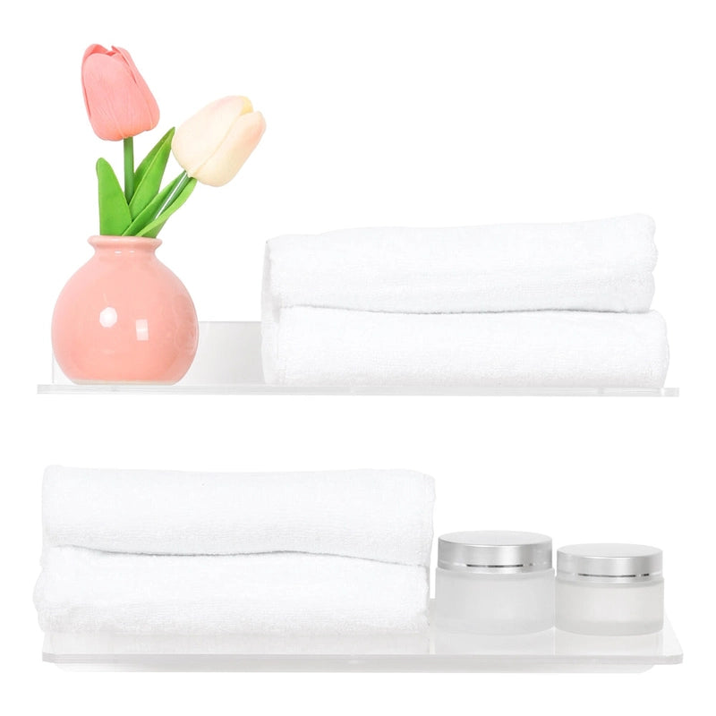 Clear Acrylic Shelves for Bathroom Bedroom Living Room and Kitchen Room Wall Display Shelf, for Wall Clear