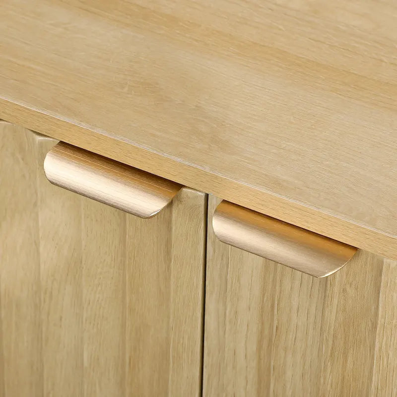 Fluted Sideboard Buffet Cabinet, 55 Modern Accent Console Cabinet with 4 Doors, 2 Adjustable Shelves and 5 Wood Legs