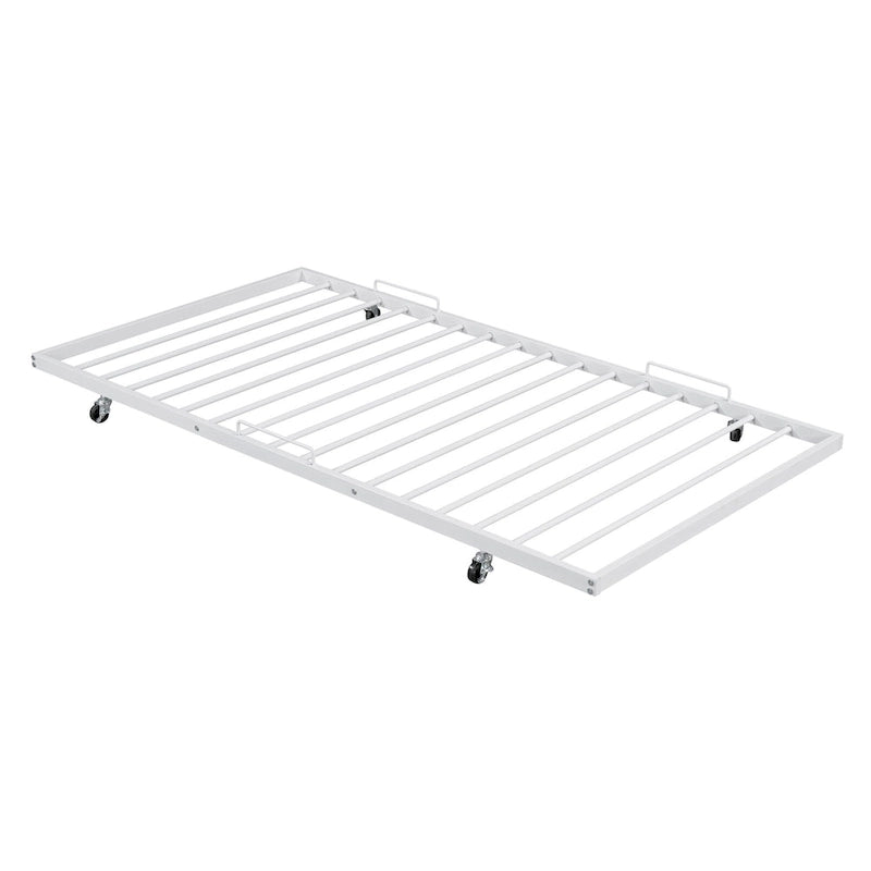 Metal Daybed with Curved Handle Design and Twin Size Trundle for Bedroom