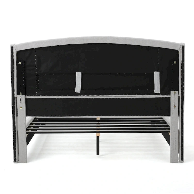 Light Grey King Size Modern Upholstered Platform Bed with Button-tufted Headboard for Bedroom