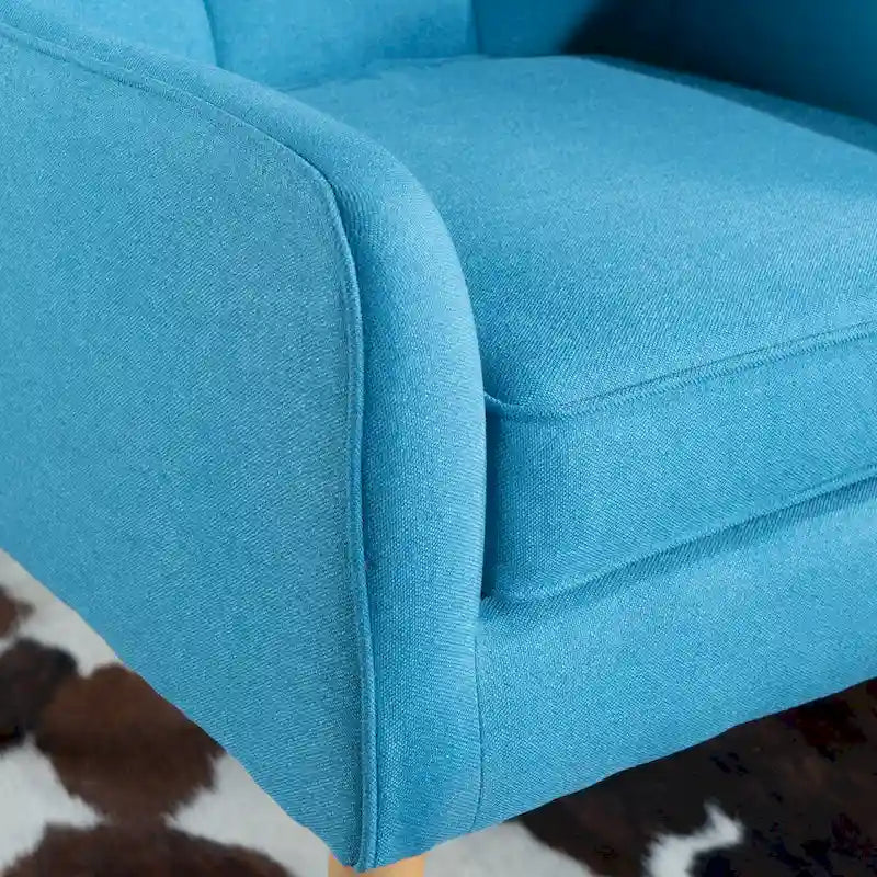 Modern 25 Upholstered Button Tufted Arm Chair with Rubber Wood Legs for Living Room