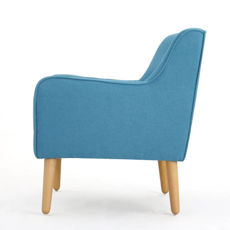 Modern 25 Upholstered Button Tufted Arm Chair with Rubber Wood Legs for Living Room