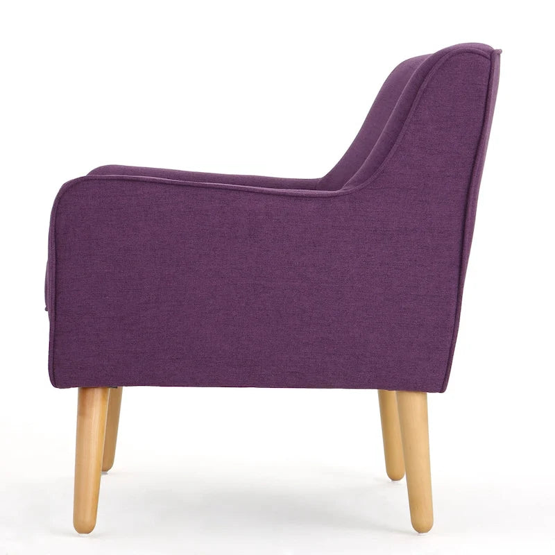 Modern 25 Upholstered Button Tufted Arm Chair with Rubber Wood Legs for Living Room