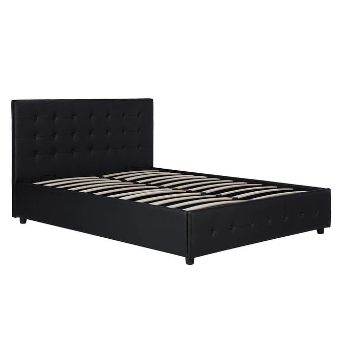 Black Faux Leather Upholstered Bed