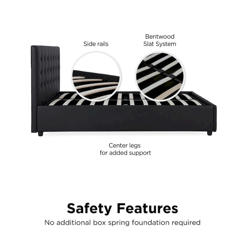 Black Faux Leather Upholstered Bed