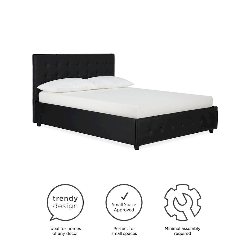 Black Faux Leather Upholstered Bed