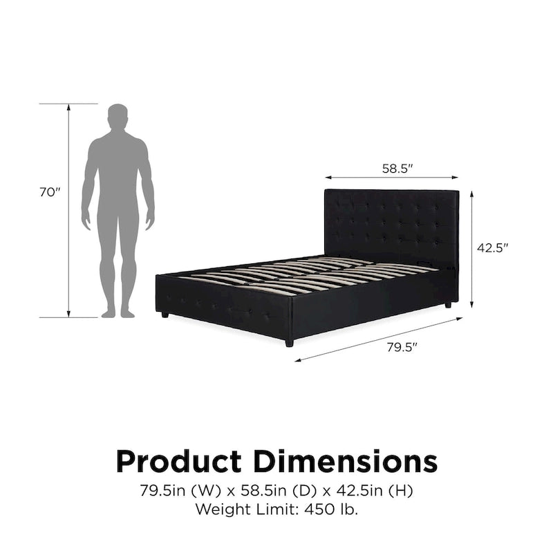 Black Faux Leather Upholstered Bed