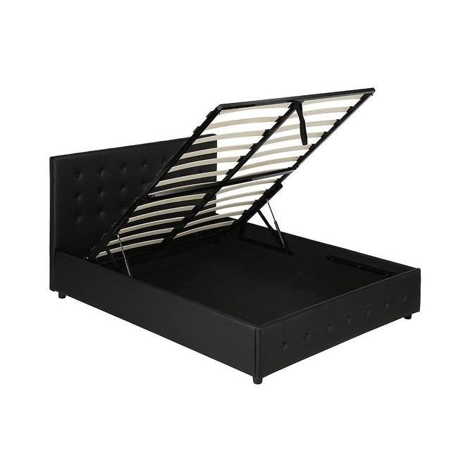 Black Faux Leather Upholstered Bed