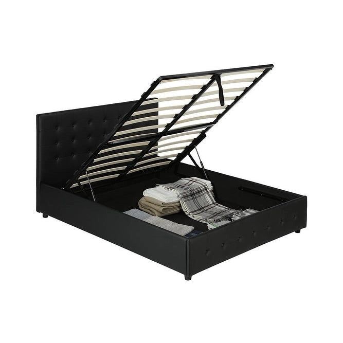 Black Faux Leather Upholstered Bed