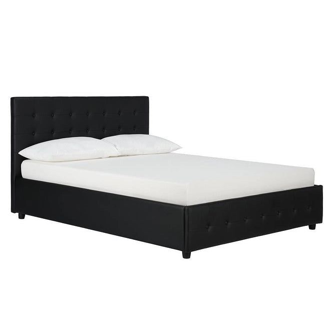 Black Faux Leather Upholstered Bed