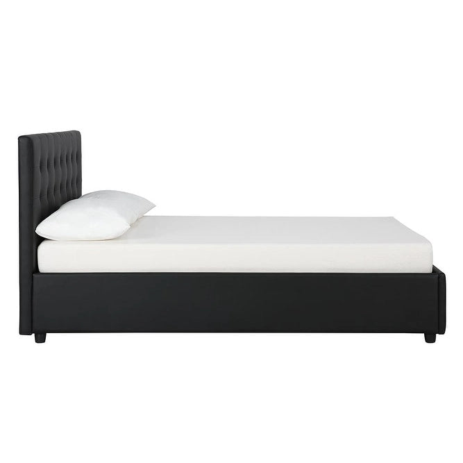 Black Faux Leather Upholstered Bed