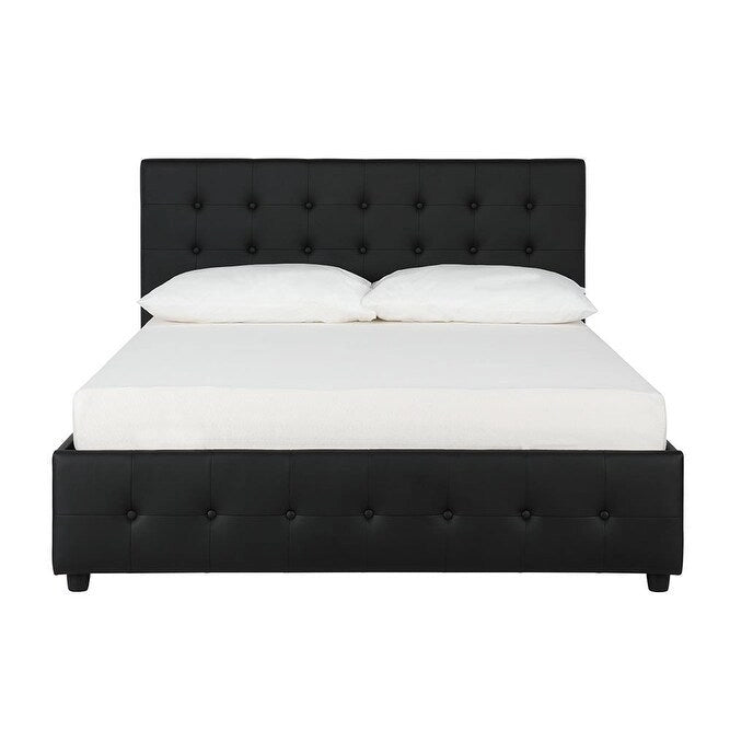 Black Faux Leather Upholstered Bed