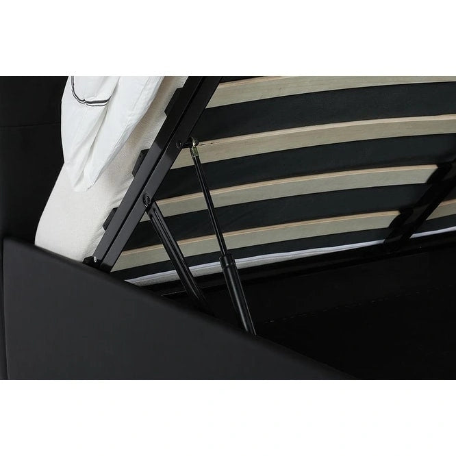 Black Faux Leather Upholstered Bed