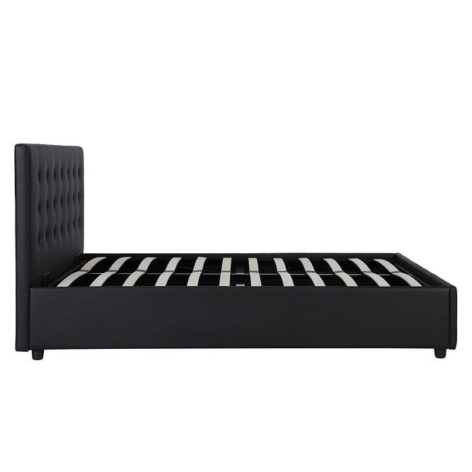 Black Faux Leather Upholstered Bed