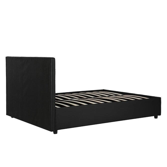 Black Faux Leather Upholstered Bed