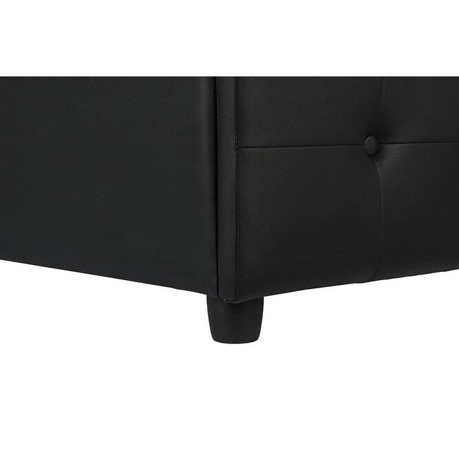Black Faux Leather Upholstered Bed