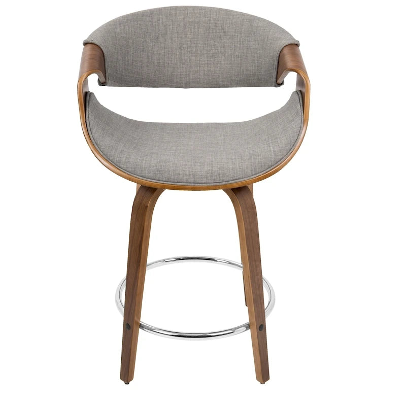 24 Fixed-Height Counter Stools with Bent Wood Legs & Round Footrest (Set of 2)