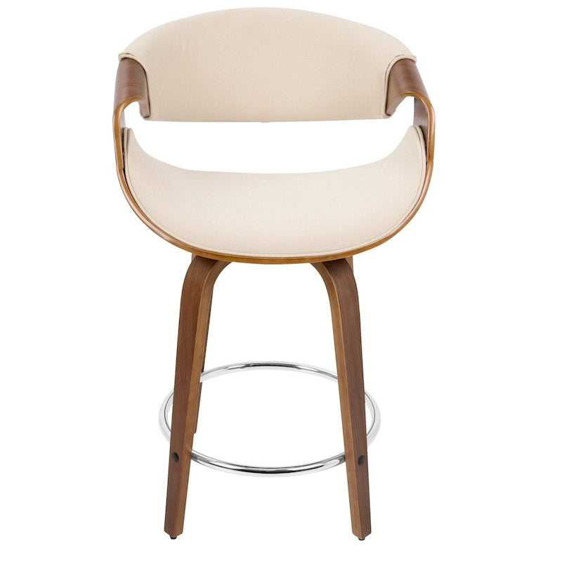 24 Fixed-Height Counter Stools with Bent Wood Legs & Round Footrest (Set of 2)