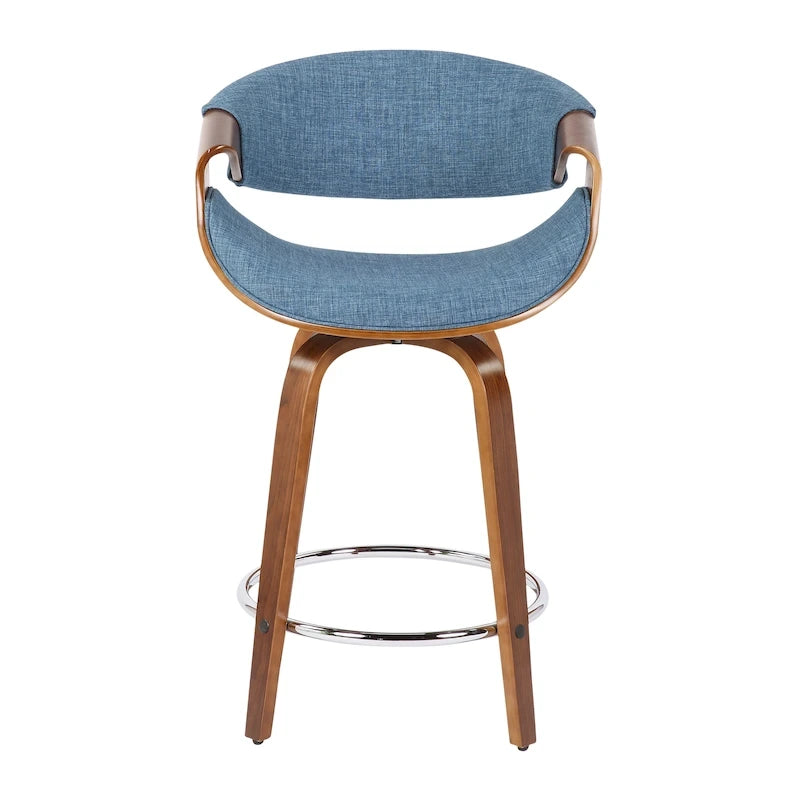 24 Fixed-Height Counter Stools with Bent Wood Legs & Round Footrest (Set of 2)