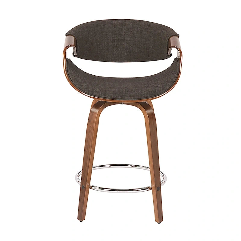 24 Fixed-Height Counter Stools with Bent Wood Legs & Round Footrest (Set of 2)