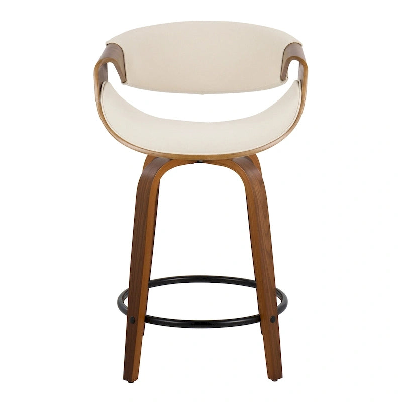 24 Fixed-Height Counter Stools with Bent Wood Legs & Round Footrest (Set of 2)