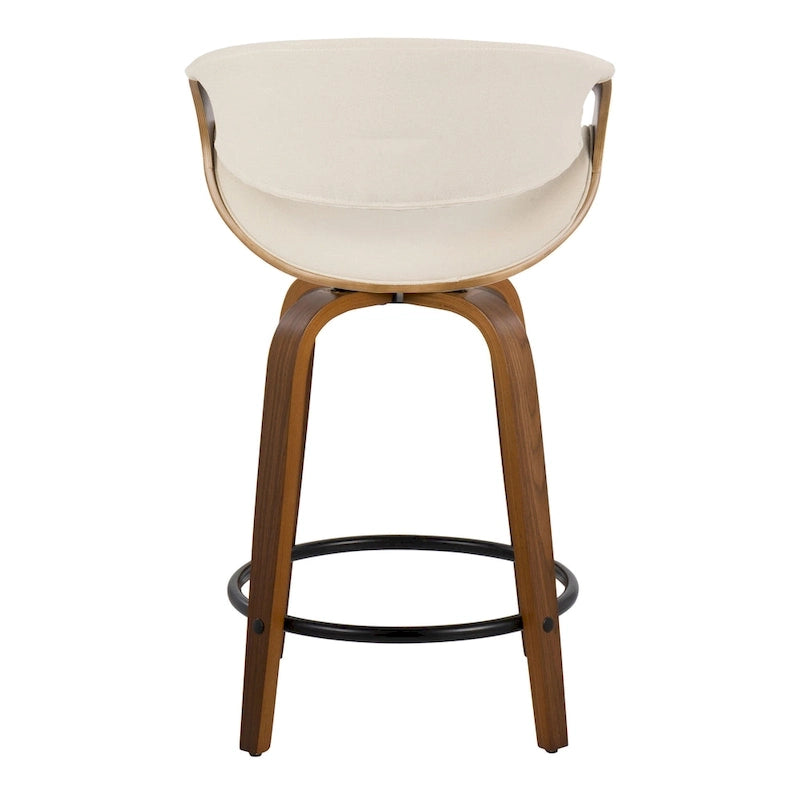 24 Fixed-Height Counter Stools with Bent Wood Legs & Round Footrest (Set of 2)
