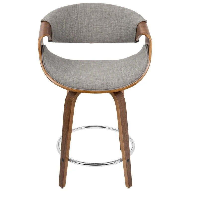 24 Fixed-Height Counter Stools with Bent Wood Legs & Round Footrest (Set of 2)