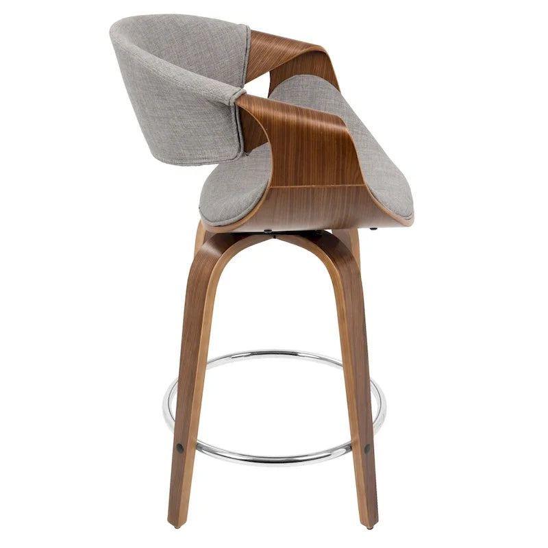24 Fixed-Height Counter Stools with Bent Wood Legs & Round Footrest (Set of 2)