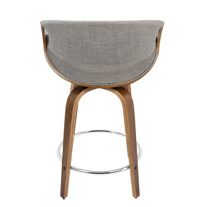 24 Fixed-Height Counter Stools with Bent Wood Legs & Round Footrest (Set of 2)