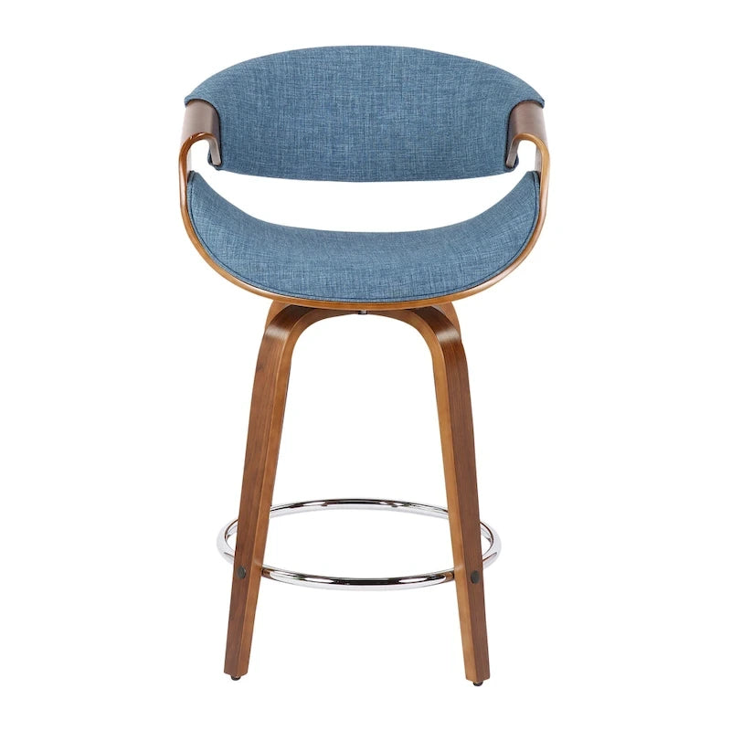 24 Fixed-Height Counter Stools with Bent Wood Legs & Round Footrest (Set of 2)