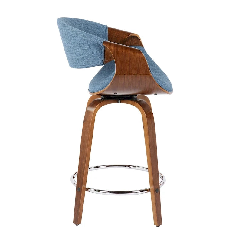 24 Fixed-Height Counter Stools with Bent Wood Legs & Round Footrest (Set of 2)