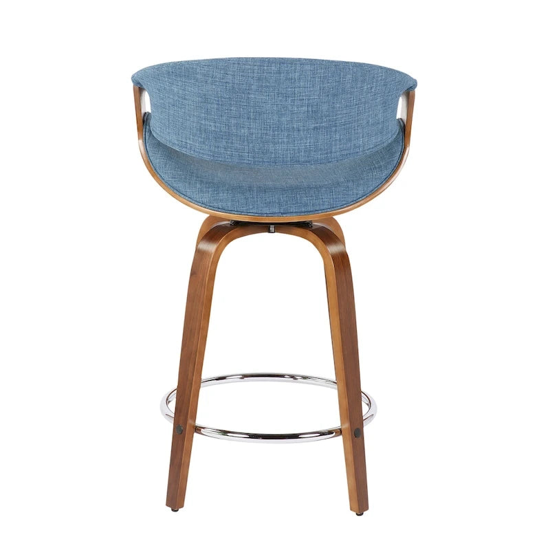 24 Fixed-Height Counter Stools with Bent Wood Legs & Round Footrest (Set of 2)