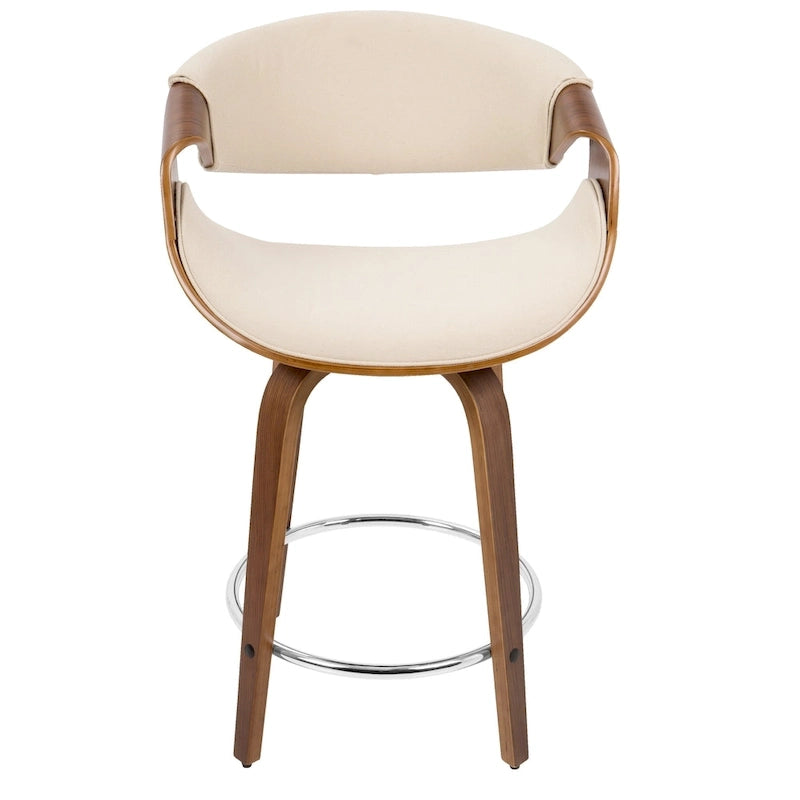 24 Fixed-Height Counter Stools with Bent Wood Legs & Round Footrest (Set of 2)