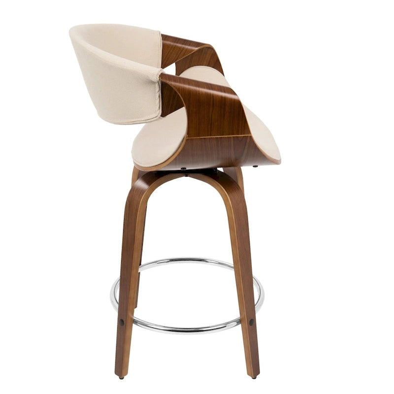 24 Fixed-Height Counter Stools with Bent Wood Legs & Round Footrest (Set of 2)