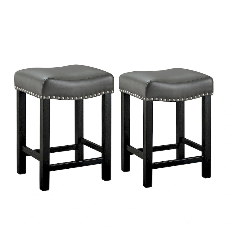 Gray Faux Leather Counter Stool - Set of 2