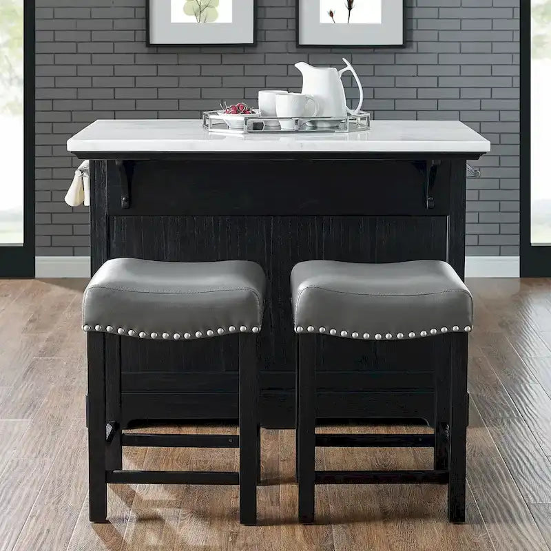 Gray Faux Leather Counter Stool - Set of 2