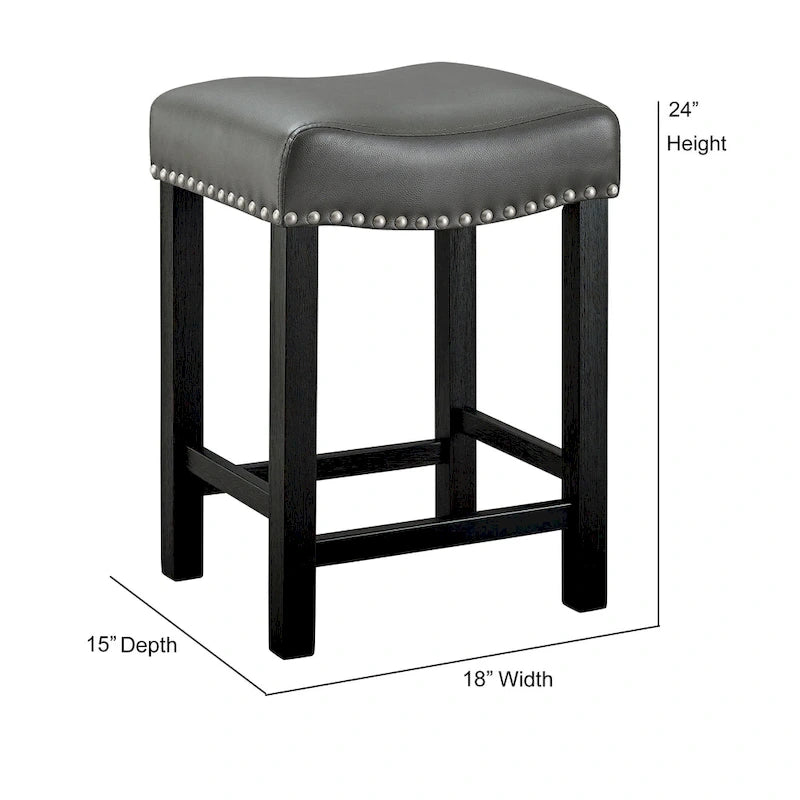 Gray Faux Leather Counter Stool - Set of 2