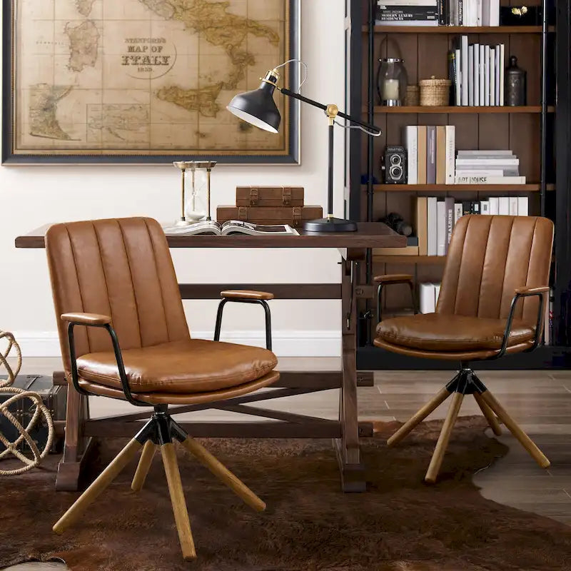Art Leon Set of 2 Mid-century Swivel Home Office Chair