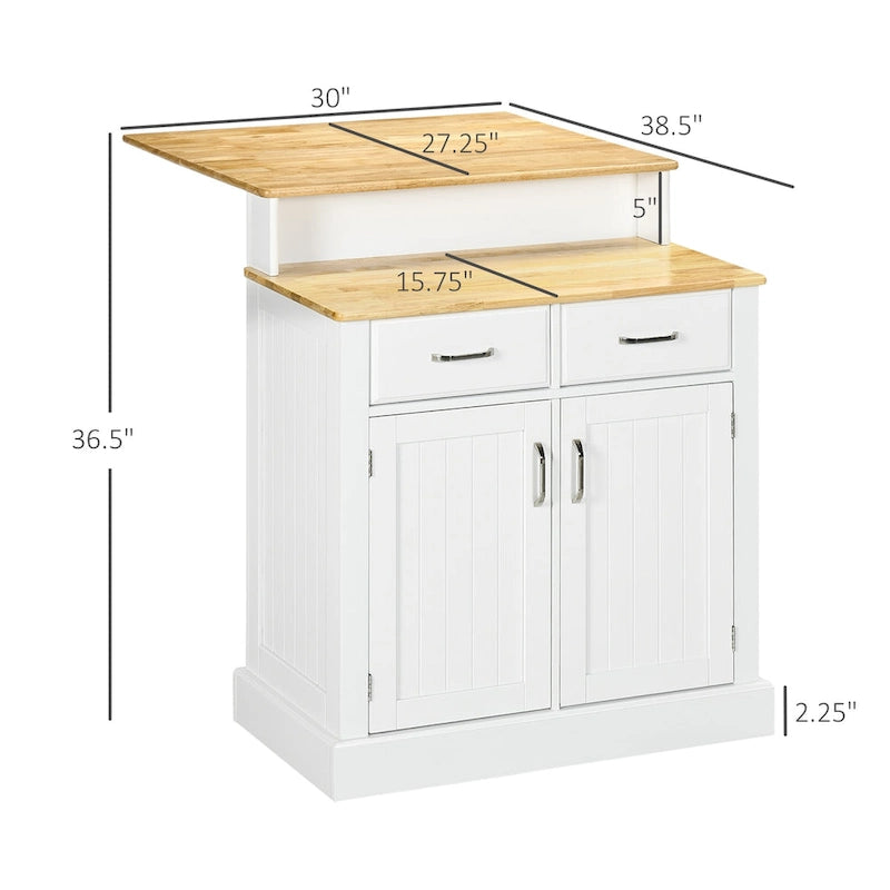 Buffet Cabinet with Storage, Kitchen Sideboard with 2-Layer Wood Countertop, Adjustable Shelves, and Drawers