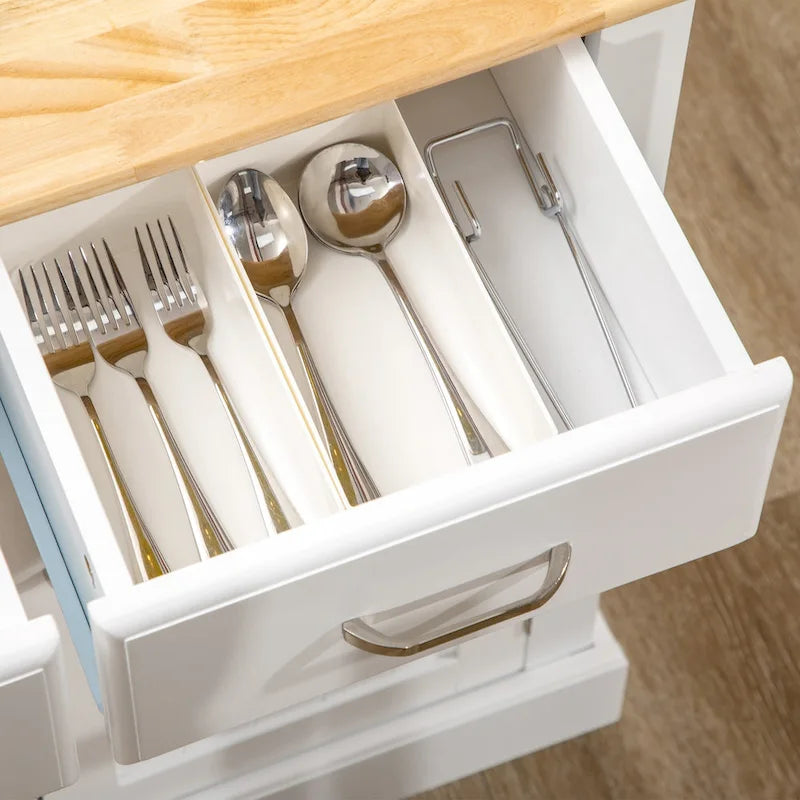 Buffet Cabinet with Storage, Kitchen Sideboard with 2-Layer Wood Countertop, Adjustable Shelves, and Drawers