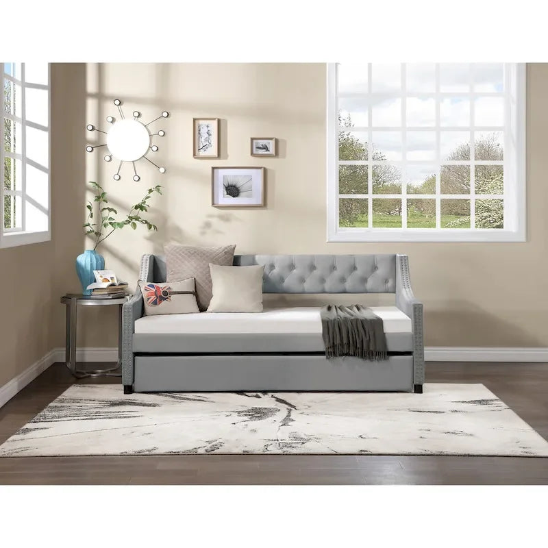 Daybed with Trundle Upholstered Tufted Sofa Bed,full Size