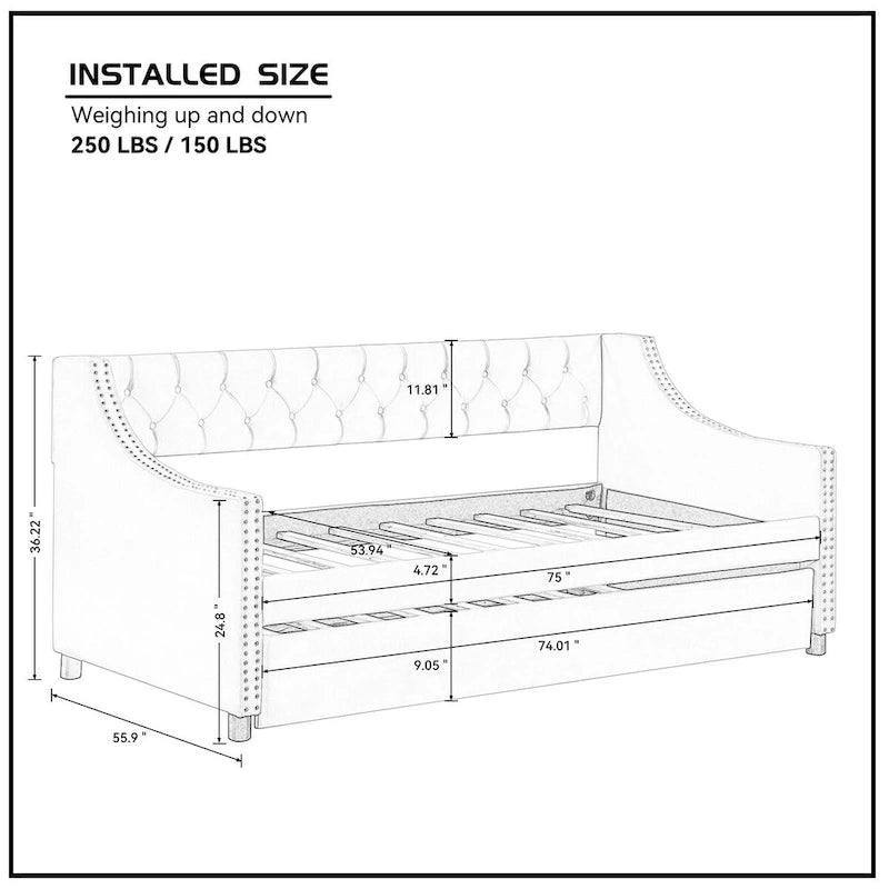 Daybed with Trundle Upholstered Tufted Sofa Bed,full Size