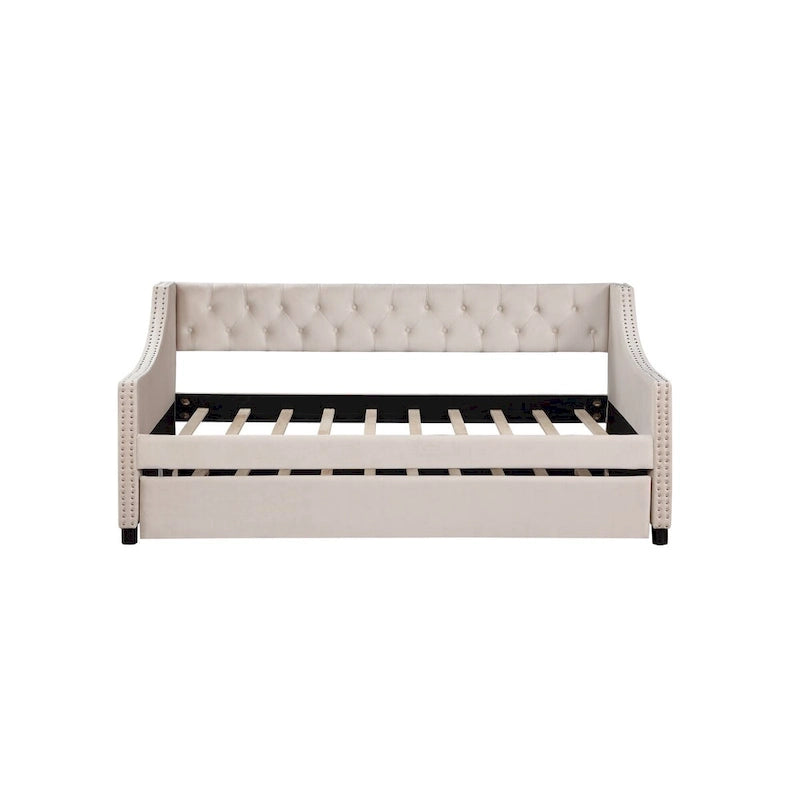 Daybed with Trundle Upholstered Tufted Sofa Bed,full Size