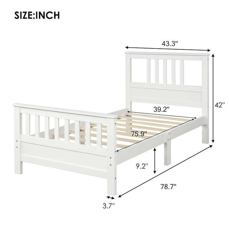 Wood Platform Bed with Headboard & Footboard, No Box Spring Needed