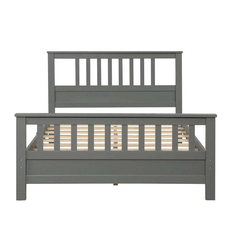Wood Platform Bed with Headboard & Footboard, No Box Spring Needed