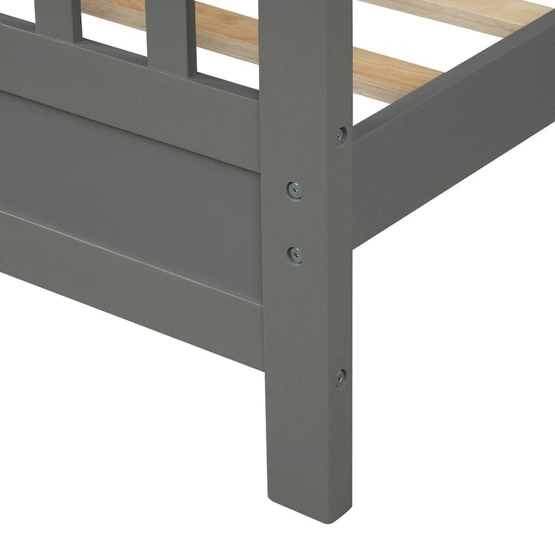 Wood Platform Bed with Headboard & Footboard, No Box Spring Needed
